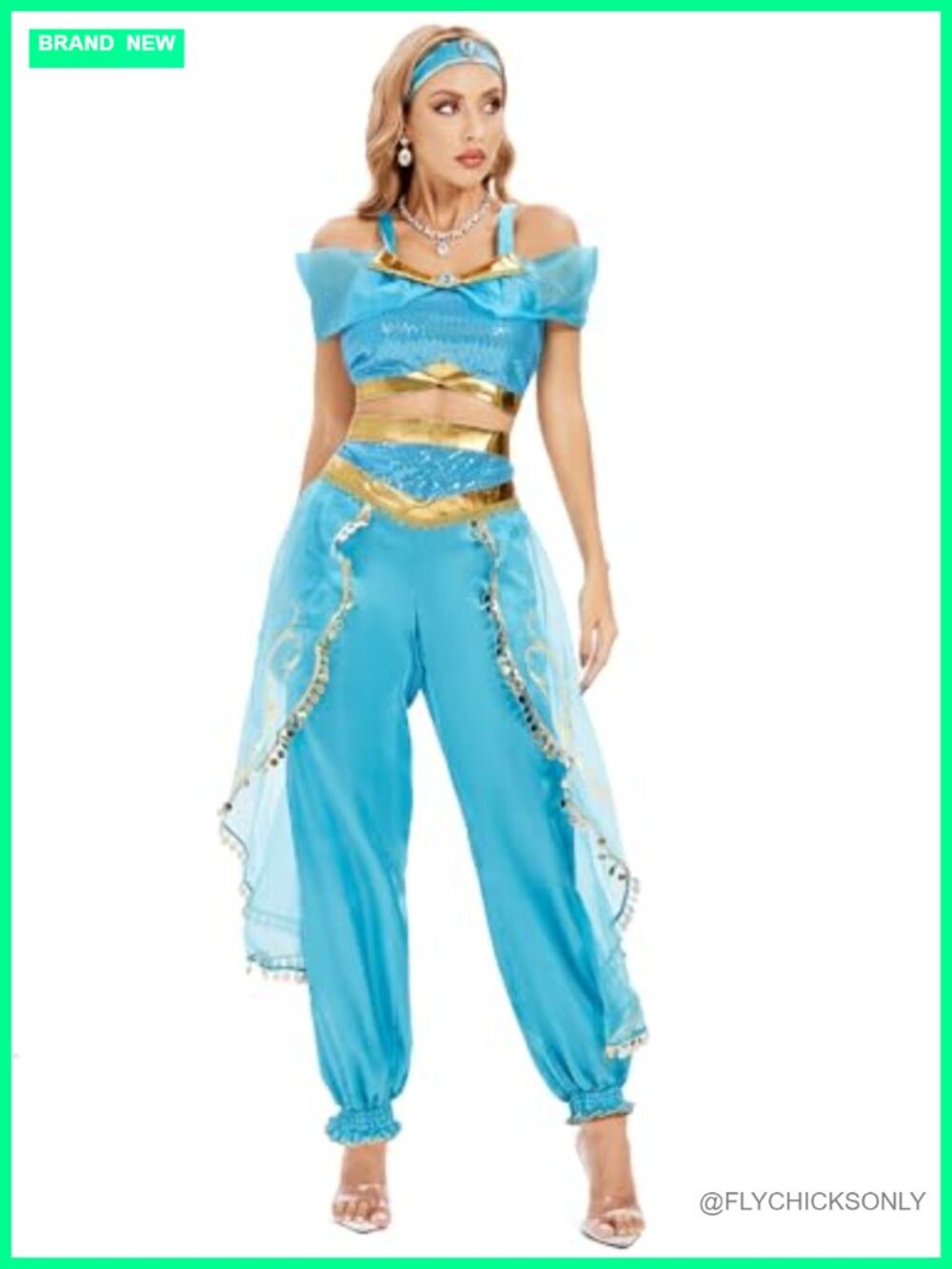 Women's Belly Dance Costume Sequin Crop Top Wide Leg Pants Set